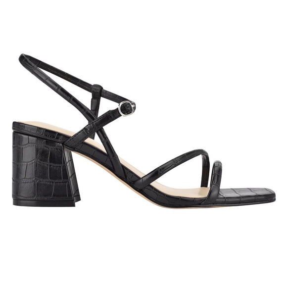 Nine West Grayce faux croc strappy chunk heel square toe shoes size 8 - Picture 11 of 12